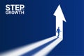 Step to Growth Business concept illustration. Businessman silhouette passes through the arrow up form open door. Success Royalty Free Stock Photo