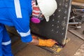 Step to use brush apply Liquid Penetrant into the welded for Non-Destructive Testing with process Penetrant Testing