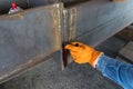 Use rag wipe Solvent Remover to cleaning the welded surface