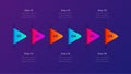 6 Step Triangle Process Infographic Horizontal Arrow Sequence with Alternating Directional Segments on Dark Background Royalty Free Stock Photo