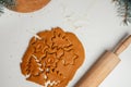 Step-by-step tutorial on baking Christmas gingerbread cookies. Step 11: Roll out dough in layer of about 0.5 cm Royalty Free Stock Photo