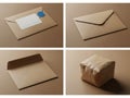 Step-by-step tutorial showing the process of folding an envelope from a flat piece of paper Royalty Free Stock Photo