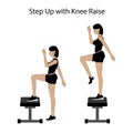 Step up with knee raise exercise
