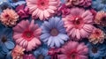 Bountiful Blossoms in Pink and Blue Lush Floral Background