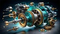 Step-by-Step Visual Guide to a Disassembled Car Engine with Gear Systems