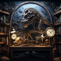 Astonishing Wallpaper: Dinosaur Fossils with Futuristic Robotic Parts