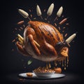 Creative Thanksgiving Delights: Pouring the Flavors of Gratitude Royalty Free Stock Photo