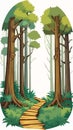 Forest with trees cartoon drawing artwork vector ai generated Royalty Free Stock Photo