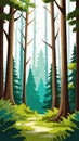 Forest with trees cartoon drawing artwork vector ai generated Royalty Free Stock Photo
