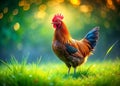 A Mystical Barnevelder Chicken in a Surreal Dutch Meadow DoubleZoomed Detail Reveals a Fantasy Landscape in Weert Royalty Free Stock Photo