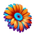 Whimsical Harmony: Gerber Flower in Orange, Blue, and Violet - Botanical Elegance.