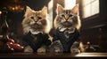 AI-Generated: Two Cats as Judges in a Courtroom Interior. Cats in Suits.