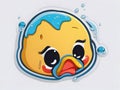 Quacktastic Expressions: Contour Cartoon Stickers of Ducks with Big Eyes, Crying, and Happy Moments