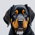 Adorable Valor: A Captivating Watercolor Portrait of a Young Rottweiler