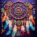 Intricate Beaded Dreamcatcher with Native American-Inspired Patterns