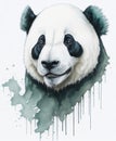 Cheerful Charisma: A Delightful Watercolor Portrait of a Smiling Adult Panda