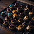 Set of Cupcakes in a Bakery Store Behind Glass Vitrine - Generative AI