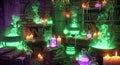 Enchanting potions brewing in a spooky, magical wizard's workshop filled with wonder Royalty Free Stock Photo