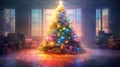 Enchanting Christmas Magic - Adorned Tree in a Blurred Light Aura