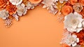 Paper Blooms: A Romantic Floral Frame for Special Occasions with orange background copy space