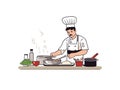 Illustration of Culinary Maestro in the Kitchen Royalty Free Stock Photo
