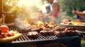 Exquisite Grilled Delights: Vibrant Summer Yard BBQ with Animated Energy Royalty Free Stock Photo