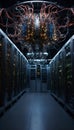 Neural Harmony: Future Data Center Unveiled in Biomechanical Splendor. AI generate Royalty Free Stock Photo