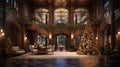 You are welcomed into a world of luxury and holiday cheer by a huge entrance hall decorate