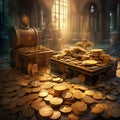 Lavish Display of Historic Coins and Currency Royalty Free Stock Photo