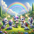 Unicorn Radiance: Baby Horns Illuminate Sky with AI-Generated Rainbows