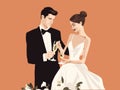 Bride and Groom Wine Celebration Illustration