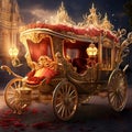 Regal Ride: Crowns and Tiaras Adorning a Royal-Themed Wedding Car