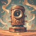 Steampunk Wireless Speaker with Brass Details Royalty Free Stock Photo