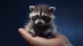 Adorable Harmony: Baby Raccoon Perched on a Loving Hand