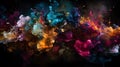 Abstract colorful cloud explosion in a black background