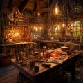 Magical Artisan Tools in Whimsical Workshop