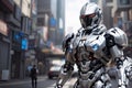 Futuristic Security Enforcer: Silver RoboCop at Your Service