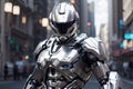 Futuristic Security Enforcer: Silver RoboCop at Your Service