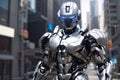 Futuristic Security Enforcer: Silver RoboCop at Your Service