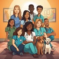 Wholesome Harmony: Illustration of a Vibrant and Cheerful Healthcare Environment
