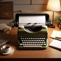 Modern typewriter keyboard in a table modernity and nostalgia