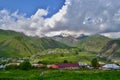 Stepantsminda, beautiful townlet in the Mtskheta-Mtianeti region of north-eastern Georgia. Royalty Free Stock Photo