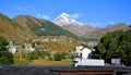 Stepantsminda is a townlet in the Mtskheta-Mtianeti region Royalty Free Stock Photo
