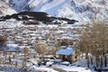 Stepantsminda (Kazbegi) town in winter