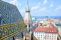 Stephansdom cathedral from its top in Vienna, Austria