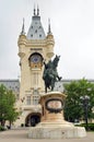 Stephen the Great Statue and Palace of Culture - landmark attraction in Iasi, Romania Royalty Free Stock Photo