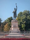 Stephen the Great (Stefan cel Mare) monument in front of the central park in a sunny autumn day, Chisinau city, Moldova Royalty Free Stock Photo