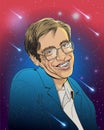 Stephen Hawking cartoon portrait, vector Royalty Free Stock Photo