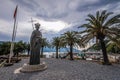 Statue of Stephen Tvrtko I in port of Herceg Novi
