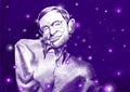 Stephen William Hawking portraite ilustration. starry sky Royalty Free Stock Photo